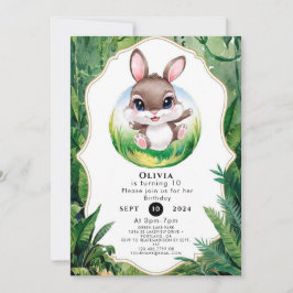 Bezauberter Woodland Bunny Birthday Einladung