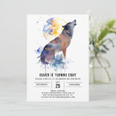 Bezauberter Woodland Wolf Geburtstag Einladung (Stehend Vorderseite)