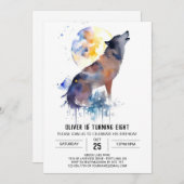 Bezauberter Woodland Wolf Geburtstag Einladung (Vorne/Hinten)