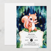 Bezaubertes farbiges Eichhörnchen zum Geburtstag Einladung (Vorne/Hinten)