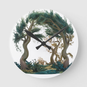 Bezaubertes Forest Gateway - Natur Inspiriert Wate Runde Wanduhr