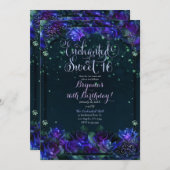 Bezaubertes Lila Grüngartenglühen Süß 16 Einladung (Vorne/Hinten)