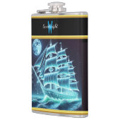 Bezaubertes Piratenschiff unter glühendem Mond Flachmann (Links)