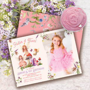 Bezaubertes Pixie Fairy Princess Geburtstags-Foto Einladung
