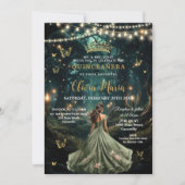Bezaubertes Waldmagen Grünes Kleid Quinceañera 16 Einladung (Vorderseite)