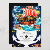 Bezaubertes Wasserfarbenschiff zum Geburtstag Einladung (Vorne/Hinten)