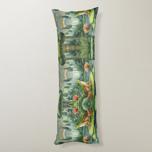 Bezauberung des William Morris Frogs im Wald Seitenschläferkissen (Rückseite (Vertikal))