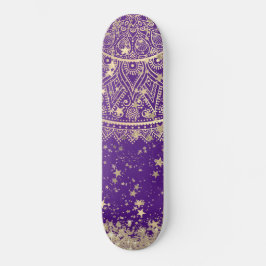Bezauberung Mandalas mit Gold Stars auf Lila Skateboard