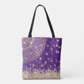 Bezauberung Mandalas mit Gold Stars auf Lila Tasche (Rückseite)