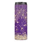 Bezauberung Mandalas mit Gold Stars auf Lila Thermosbecher (Rückseite)