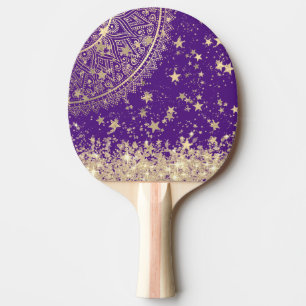 Bezauberung Mandalas mit Gold Stars auf Lila Tischtennis Schläger