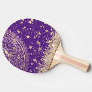 Bezauberung Mandalas mit Gold Stars auf Lila Tischtennis Schläger