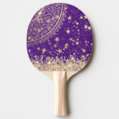 Bezauberung Mandalas mit Gold Stars auf Lila Tischtennis Schläger (Vorderseite)