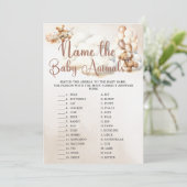 BEZEICHNEN SIE DEN BABY TIERES Baby Showgame Niedl Einladung (Stehend Vorderseite)