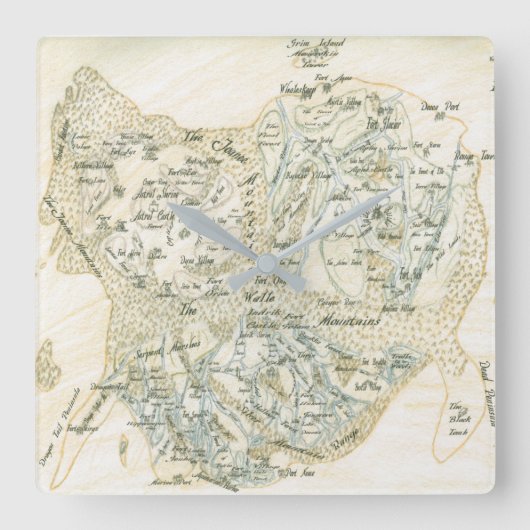 Bezeichnete Karte von Trino Quadratische Wanduhr (Vorderseite)