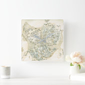 Bezeichnete Karte von Trino Quadratische Wanduhr (Zuhause)