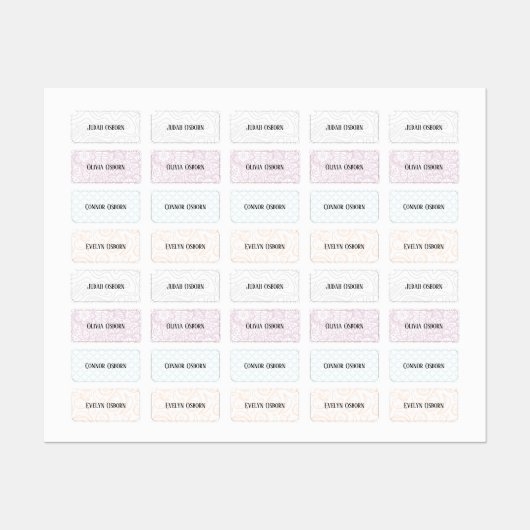 Bezeichnung der Bekleidungsmarke Etiketten (Blatt)