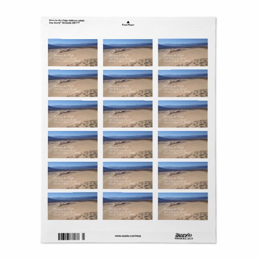 Bezeichnung der Death Valley-Adresse Adressaufkleber (Vorne)