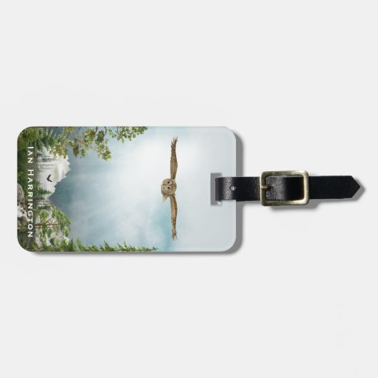 Bezeichnung der Eule Naturoase Lover Mountain Land Gepäckanhänger (Vorderseite horizontal)