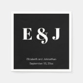 Bezeichnung der Hochzeitsmonographie Schwarz-Weiß- Serviette (Vorderseite)