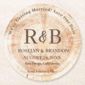 Bezeichnung der holzrustikalen Hochzeitmonogramm S Runder Pappuntersetzer (Vorderseite)