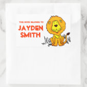 Bezeichnung der Lion-Buchplatte orange weiße Besch Rechteckiger Aufkleber (Tasche)