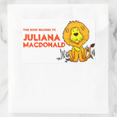 Bezeichnung der Lion-Buchplatte orange weiße Besch Rechteckiger Aufkleber (Tasche)