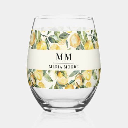 Bezeichnung der Monogramm-Initialen von Lemons Weinglas Ohne Stiel (Rückseite)