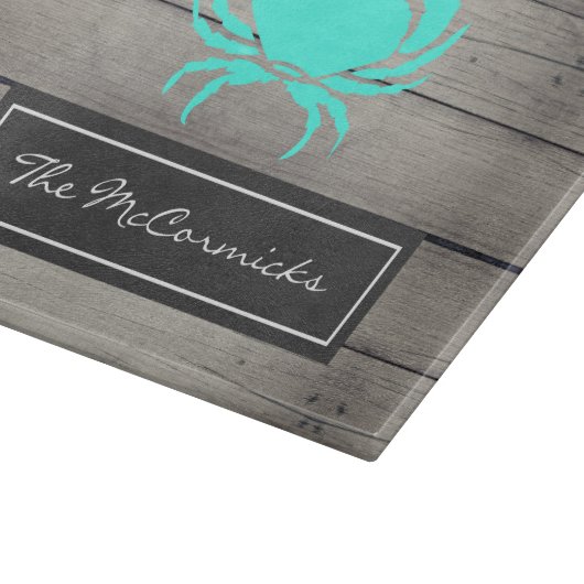 Bezeichnung der Rustikalen Aquamarinen Blauen Kreb Schneidebrett (Ecke)