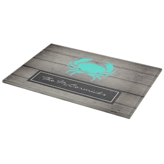 Bezeichnung der Rustikalen Aquamarinen Blauen Kreb Schneidebrett (Ecke)