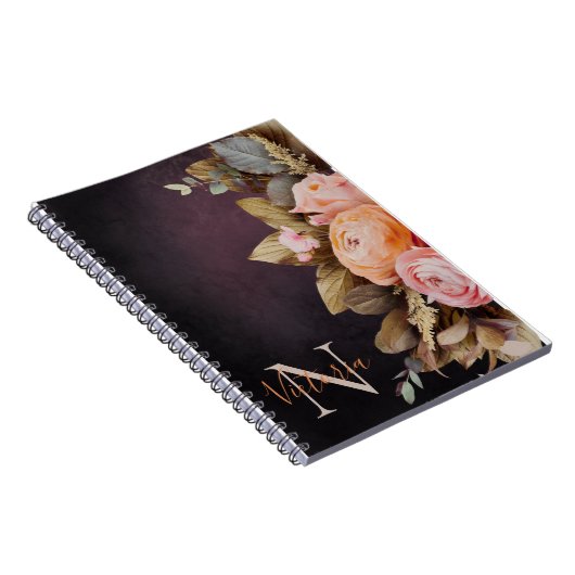 Bezeichnung der rustikalen Monogramm Pink Floral F Notizblock (Rechte Seite)