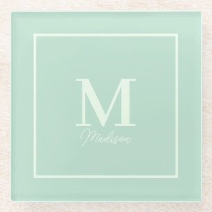 Bezeichnung der Seeoam Green Custom Monogram Name Glasuntersetzer