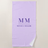 Bezeichnung der violetten Monogramm-Initialen Strandtuch (Vorderseite)