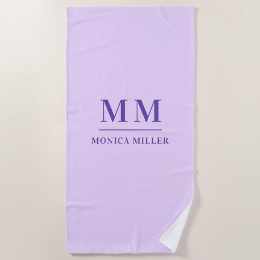 Bezeichnung der violetten Monogramm-Initialen Strandtuch (Vorderseite)