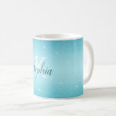 Bezeichnung des Blauen Sparkels Monogramm-Glitzer Kaffeetasse (VorderseiteRechts)