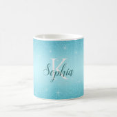 Bezeichnung des Blauen Sparkels Monogramm-Glitzer Kaffeetasse (Mittel)