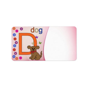 Bezeichnung des Dog-Buchstaben-D-Adressenlabels Adressaufkleber