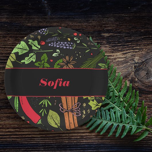 Bezeichnung des Gewürzmusters schwarz Pappteller