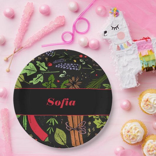 Bezeichnung des Gewürzmusters schwarz Pappteller (Party)