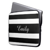 Bezeichnung des modernen Musters schwarz-weiß Stre Laptopschutzhülle (Vorderseite Links)