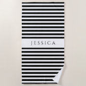 Bezeichnung des modernen Musters schwarz-weiß Stre Strandtuch (Vorderseite)