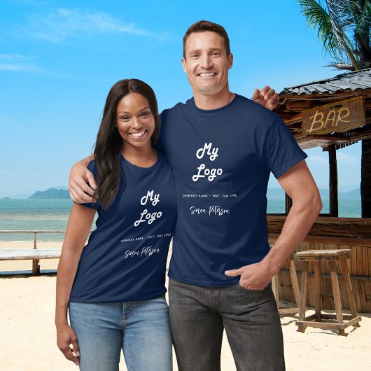 Bezeichnung des nagelblauen Firmenlogos T-Shirt