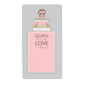 Bezeichnung des süßen Owl Buchzeichens Rosa | Grau (Vorne)