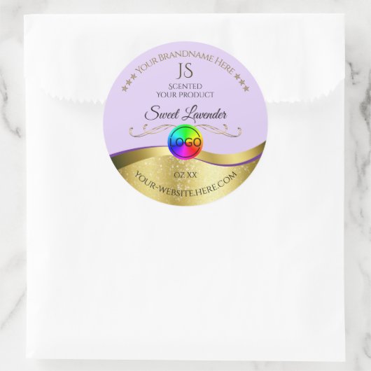 Bezeichnung für das Monogramm-Logo für Light Lilac Runder Aufkleber (Tasche)