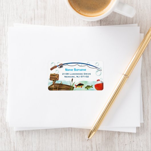 Bezeichnung für das Thema "Angeln" Adressaufkleber (Insitu)