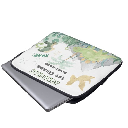 Bezeichnung Niedlicher Dinosaurier zurück in die S Laptopschutzhülle (Vorne Knopf)