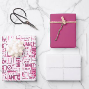 Bezeichnung Typografie Pink White Word Cloud Geschenkpapier Set