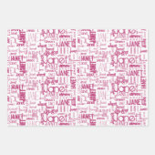 Bezeichnung Typografie Pink White Word Cloud Wrapp Geschenkpapier Set (Vorderseite)