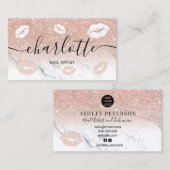 Bezeichnung Typografie Rose Gold Glitzer Marmor Li Visitenkarte (Vorne/Hinten)