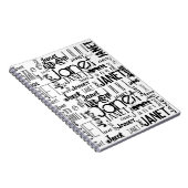 Bezeichnung Typografie Schwarz-weiß Word Cloud Notizblock (Rechte Seite)